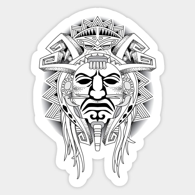 Aztec Warrior Mask Sticker by XOZ